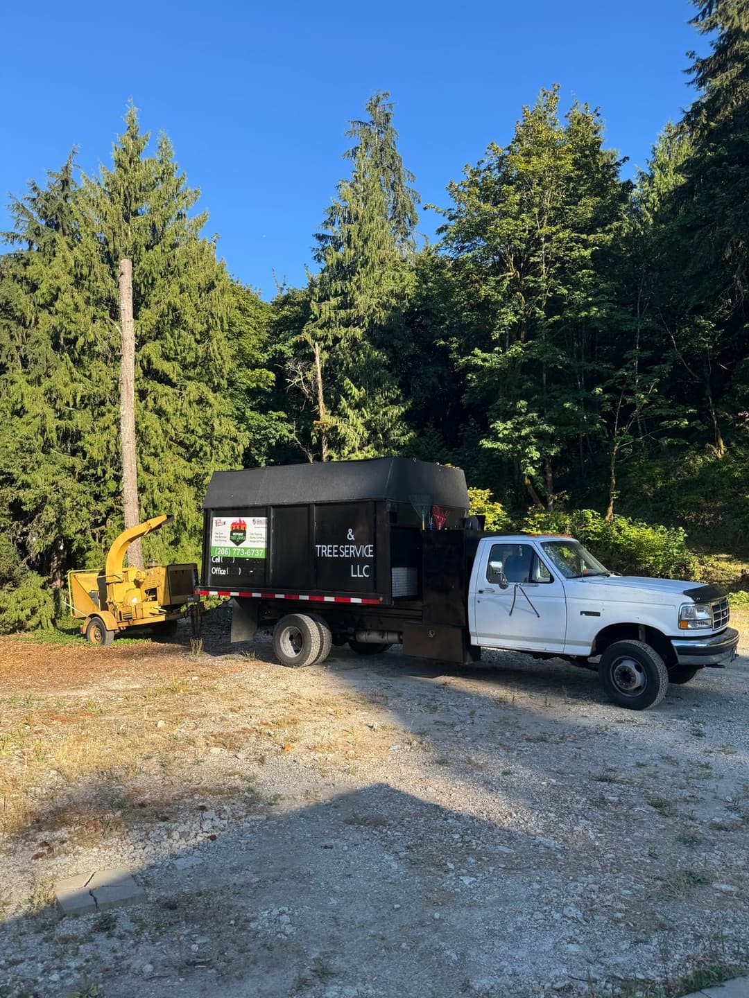 picture of a tree service truck that grinds trees in seattle washington